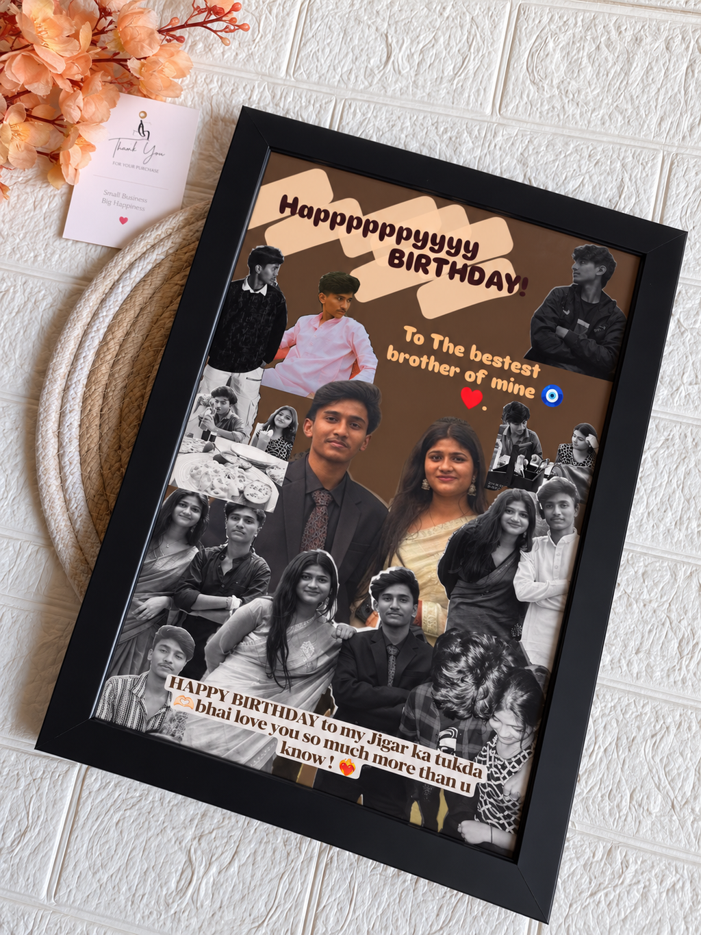 Customize Brother Birthday frame | Black frame