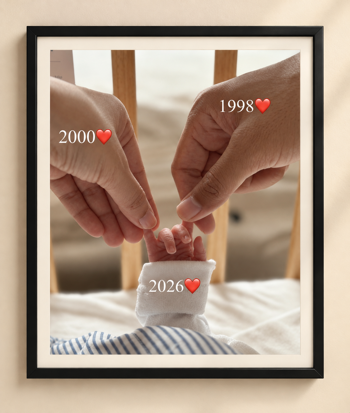 Personalized Baby Handprint Photo Frame – Custom Name & Date  | Size 8x12 inches
