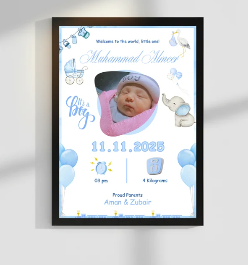 Welcome to world Customize Baby Picture frames | Size 8x12 inches
