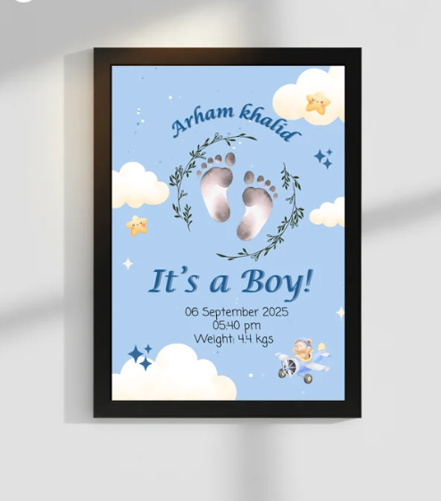Welcome to world baby Hand and Foot print frames | Size 8x12 inche