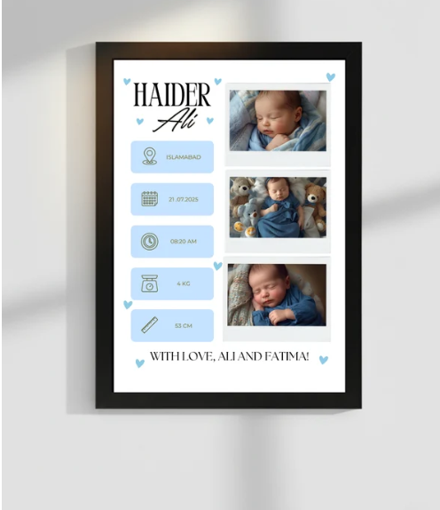 Welcome to world Customize Baby Picture frames | Size 8x12 inches