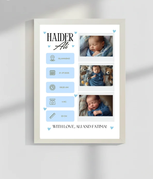 Welcome to world Customize Baby Picture frames | Size 8x12 inches