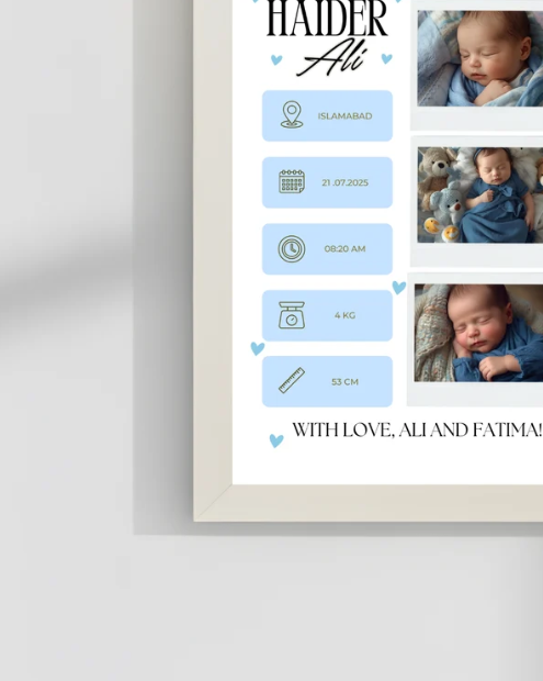 Welcome to world Customize Baby Picture frames | Size 8x12 inches