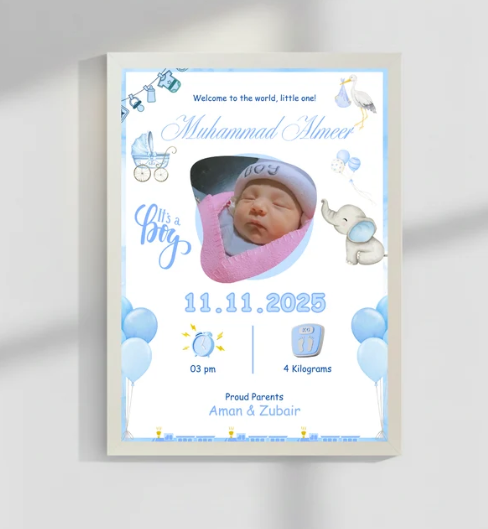 Welcome to world Customize Baby Picture frames | Size 8x12 inches