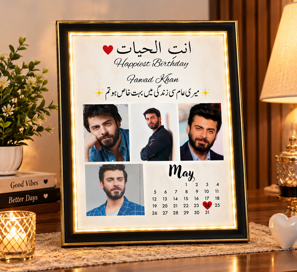 2 in 1 3D customized Magic Mirror Frame | Mirror light Photo frame | Special Love Gift| Design 6