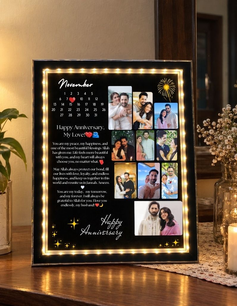 2 in 1 3D customized Magic Mirror Frame | Mirror light Photo frame | Special Love Gift| Design 7